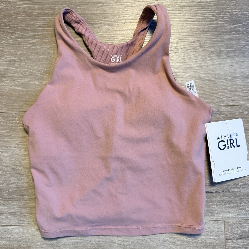 Athleta Girl Sportsbra Crop Tank‎ 10/12 Pink NWT Longdistance 2.0
